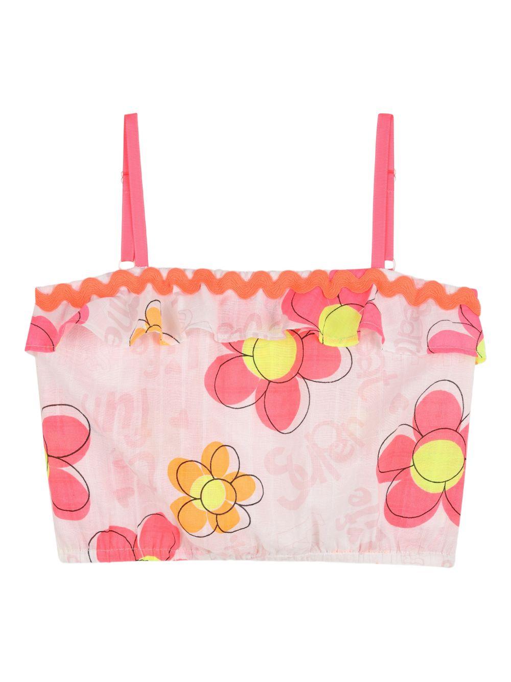 Top per bambina Billieblush bianco a fiori con ruches U21854 10P BILLIEBLUSH KIDS