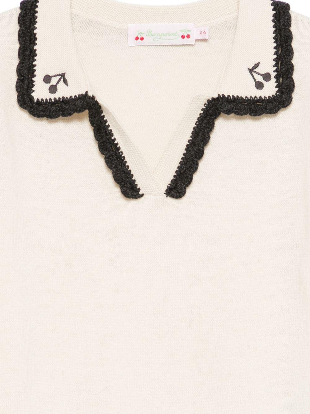T-shirt per bambina Bonpoint beige con ricamo ciliegie S06GJUK00006 103 BONPOINT KIDS