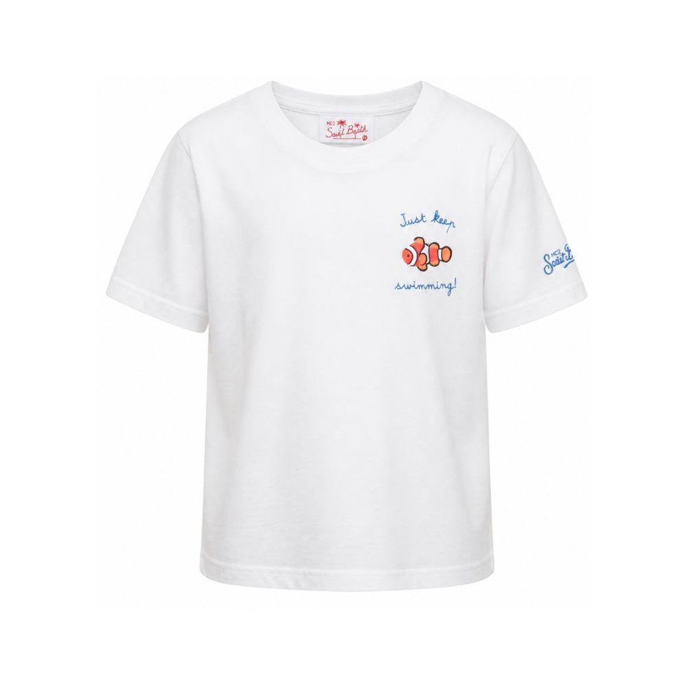 T-shirt per bambino MC2 Saint Barth Kids bianca con ricamo sul petto POT0002 02180L MC2 ST. BARTH KIDS