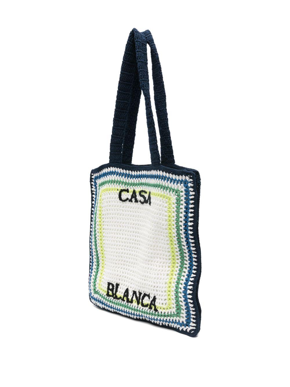 Borsa tote per bambina Casablanca Kids multicolor con ricamo logo ASP26BAG18701 WHITE/ BLUE STRIPE CASABLANCA KIDS