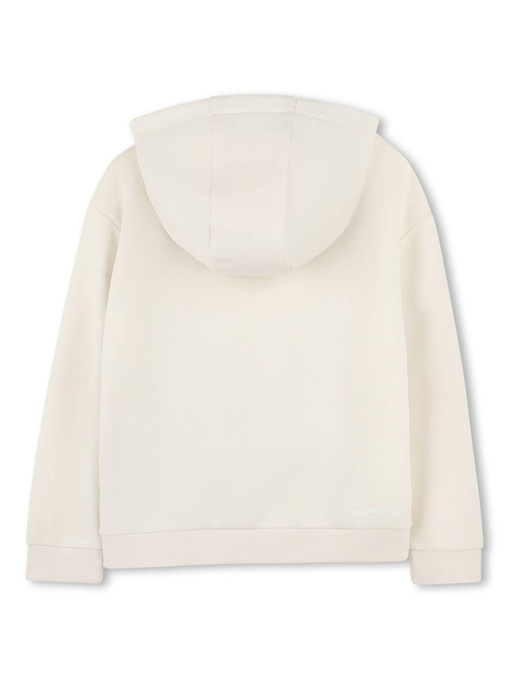 Felpa con cappuccio per bambino Karl Lagerfeld Kids bianco con trama jersey Z30576 195 KARL LAGERFELD KIDS