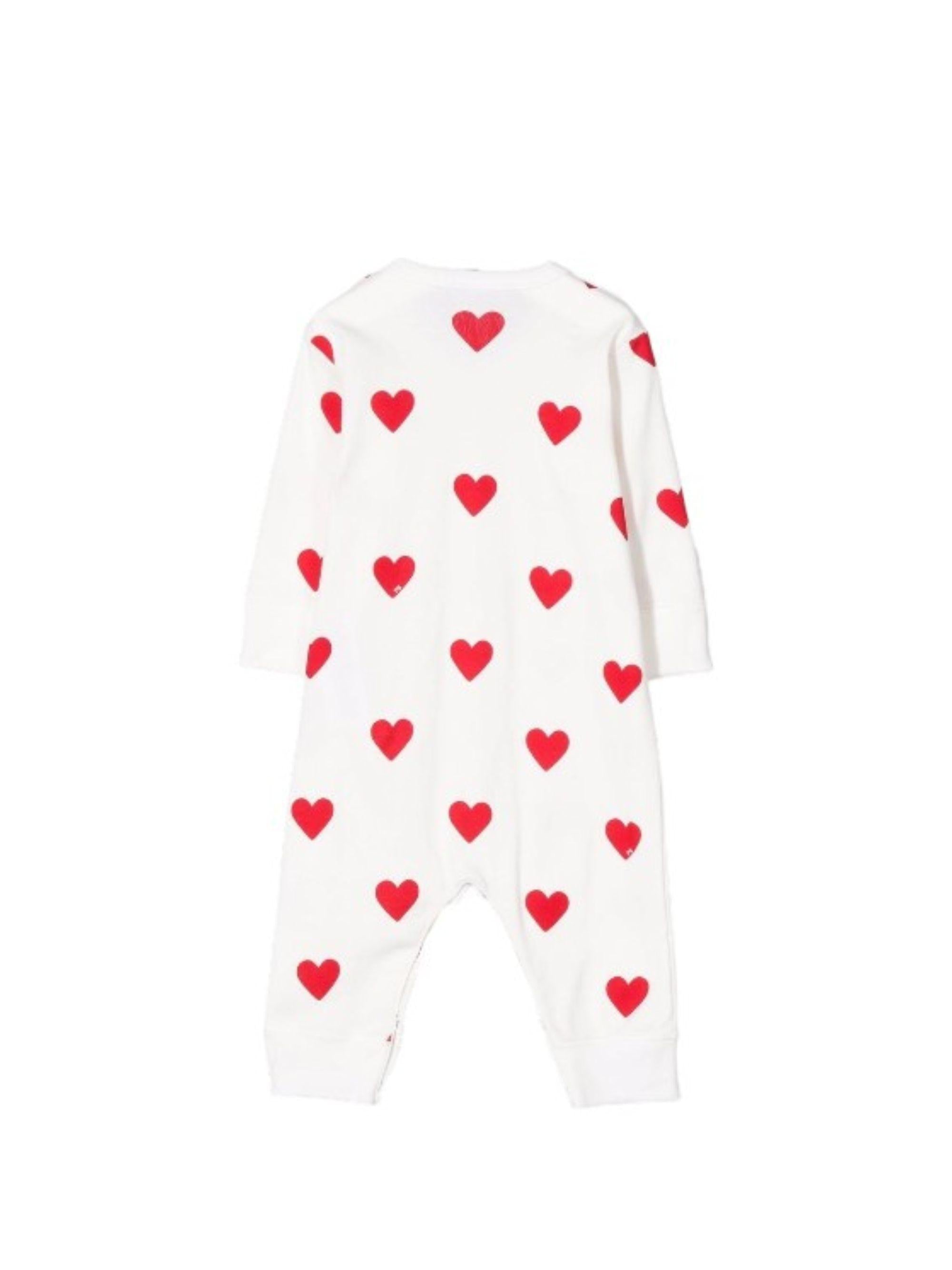 Tutina per neonati Petit Bateau bianca con stampa cuori all-over A00E9 01 PETIT BATEAU
