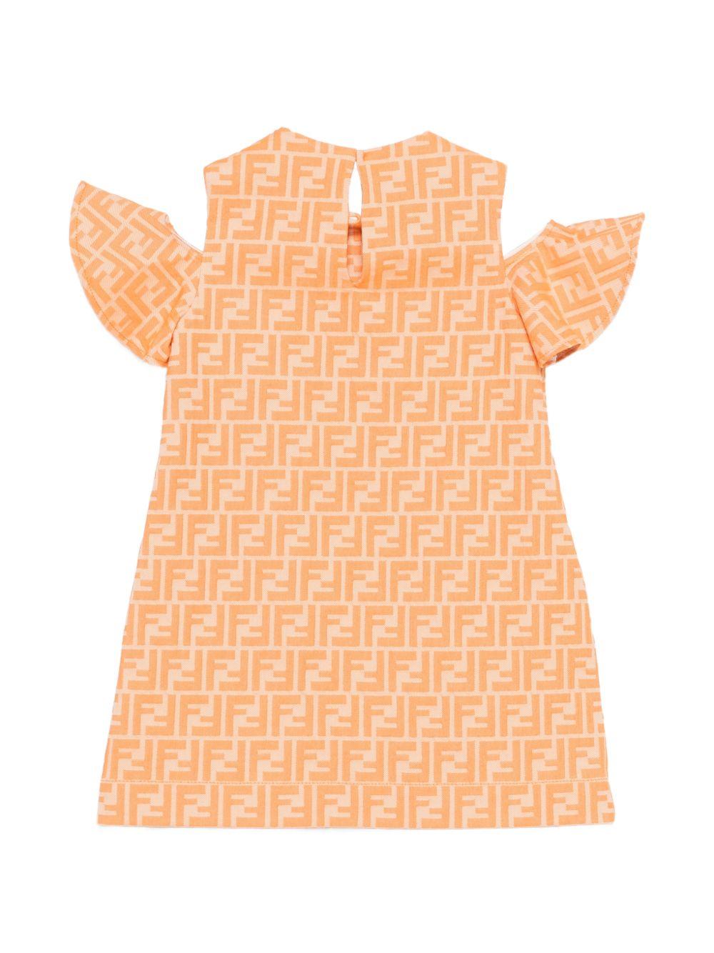 Abito per bambina Fendi Kids arancione con dettagli con ruches JFB845 AVW1 F1JYS FENDI KIDS