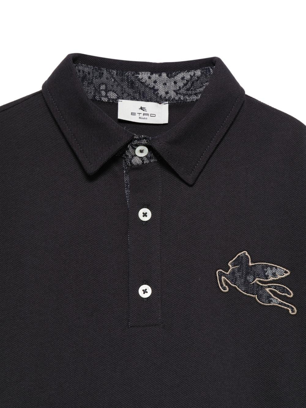 T-shirt per bambino Etro Kids nera con colletto stile polo GY8P01 Z0022 621 ETRO KIDS