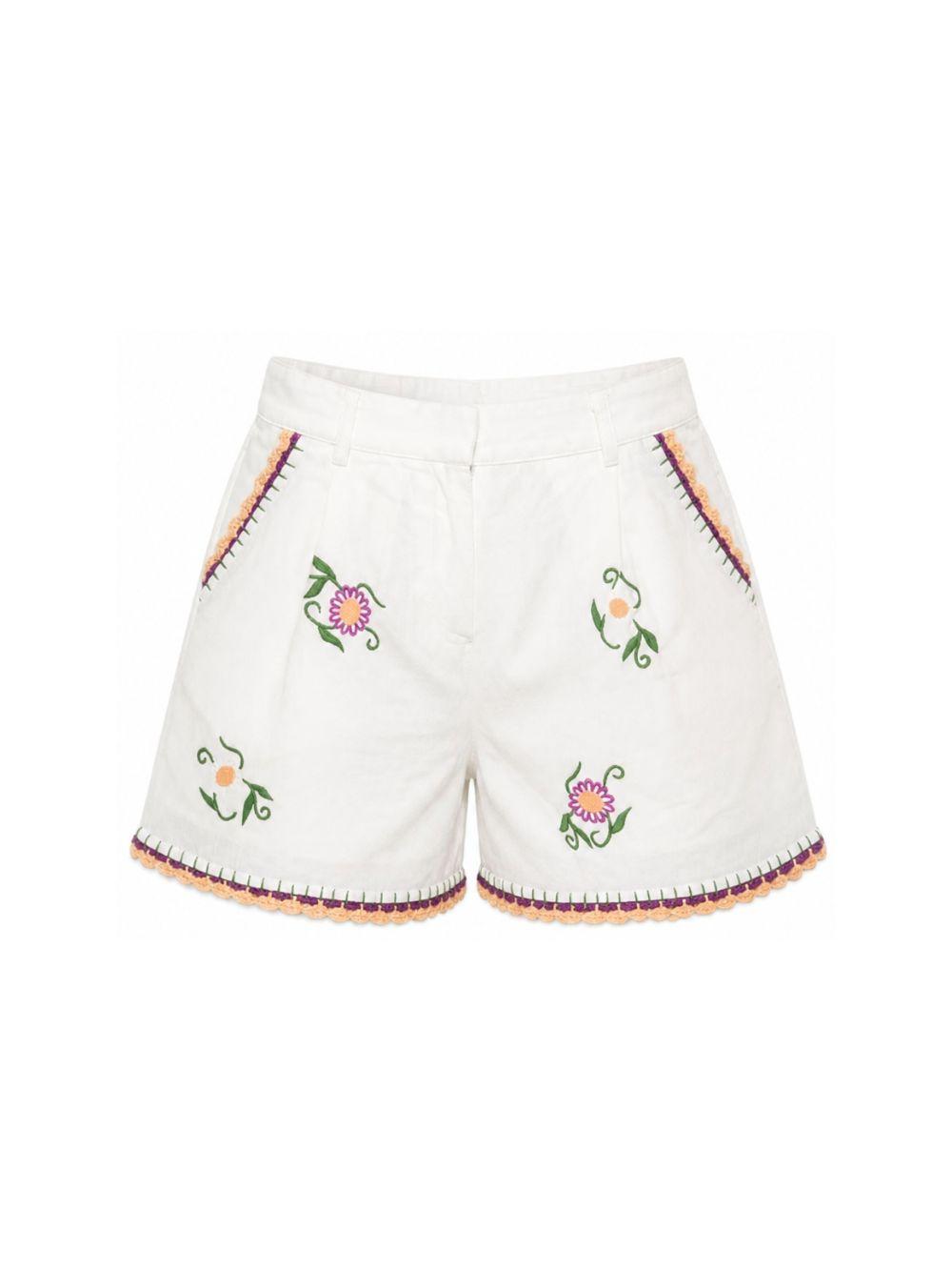Shorts per bambina Stella McCartney Kids bianco con ricamo floreale TY6E19 Z0138 101 STELLA McCARTNEY KIDS