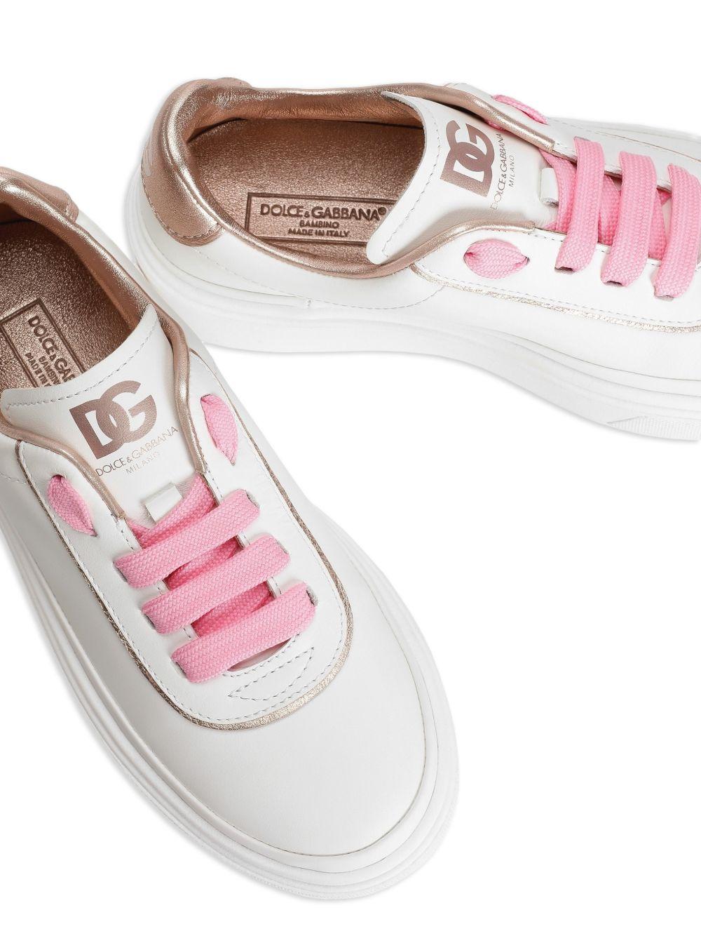 Sneakers per bambina Dolce & Gabbana Kids bianche con dettagli rosa D11378 AD643 8W151 DOLCE & GABBANA KIDS