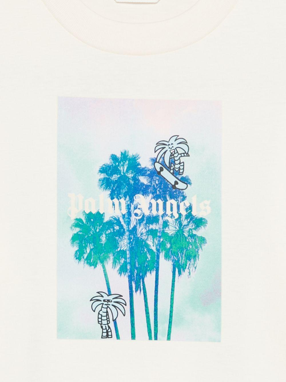 T-shirt per bambino Palm Angels Kids bianca con stampa grafica PBAA002S26JER003 002 PALM ANGELS KIDS