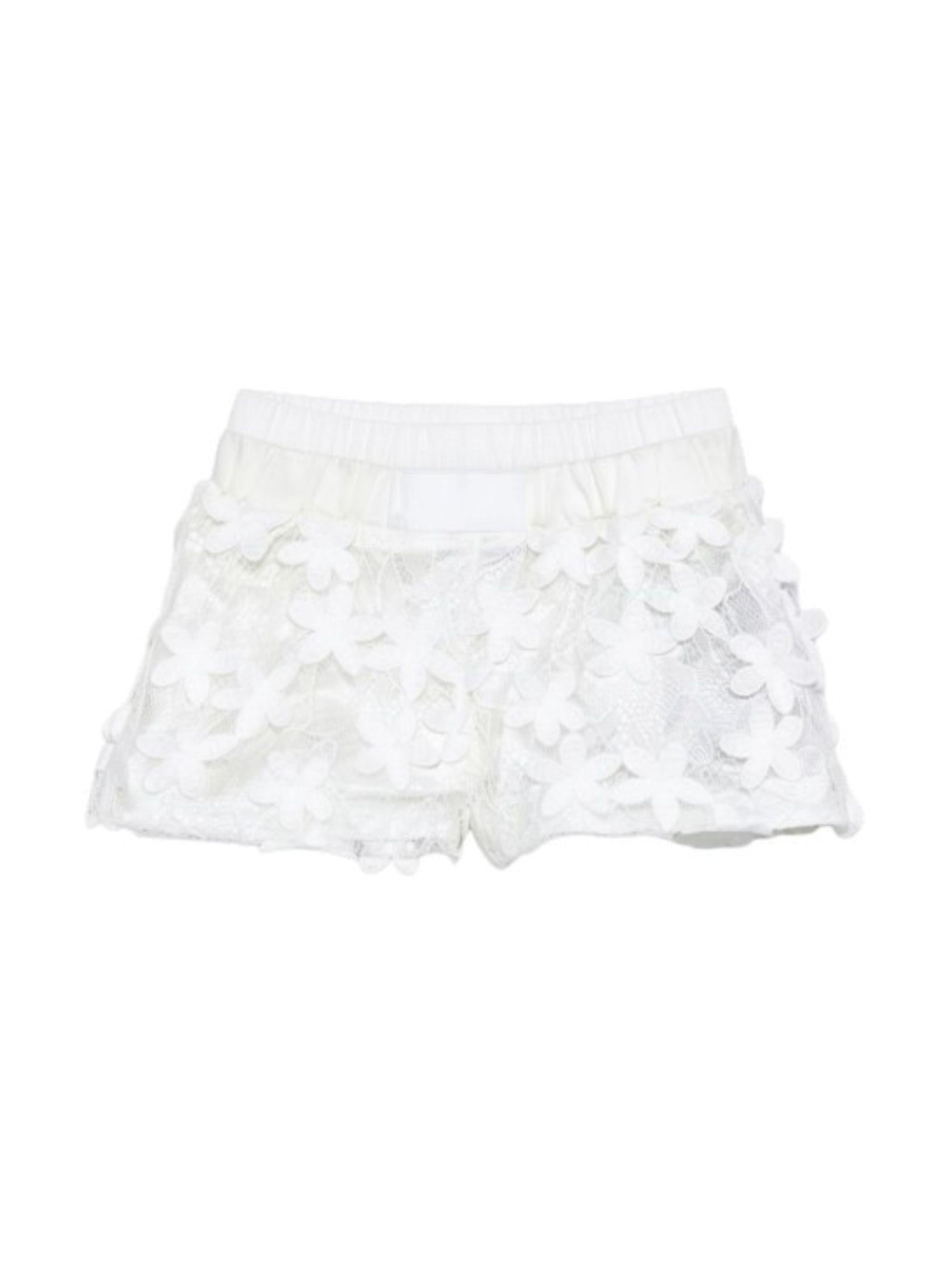 Shorts per neonata Balmain Kids bianchi con dettagli floreali BY6129 U0263 100 BALMAIN KIDS