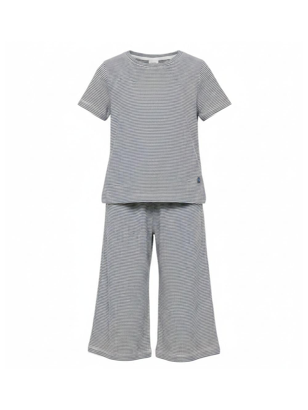 Pigiama per bambino Petit Bateau a righe bianche e nere A0CK1 02 PETIT BATEAU KIDS