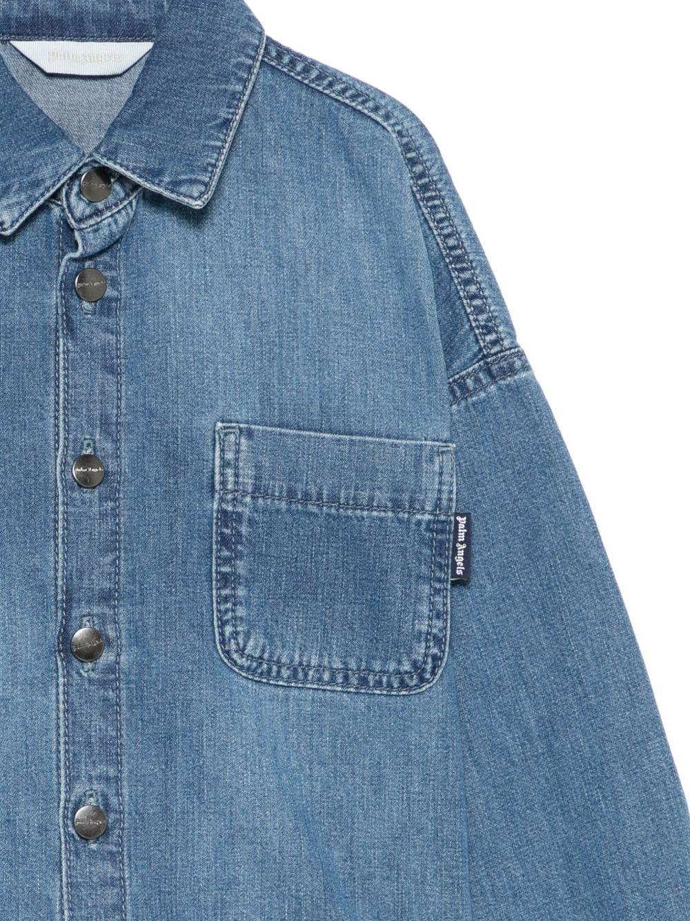 Camicia per bambino Palm Angels Kids blu con tasca sul petto PBYD006S26DEN001 050 PALM ANGELS KIDS