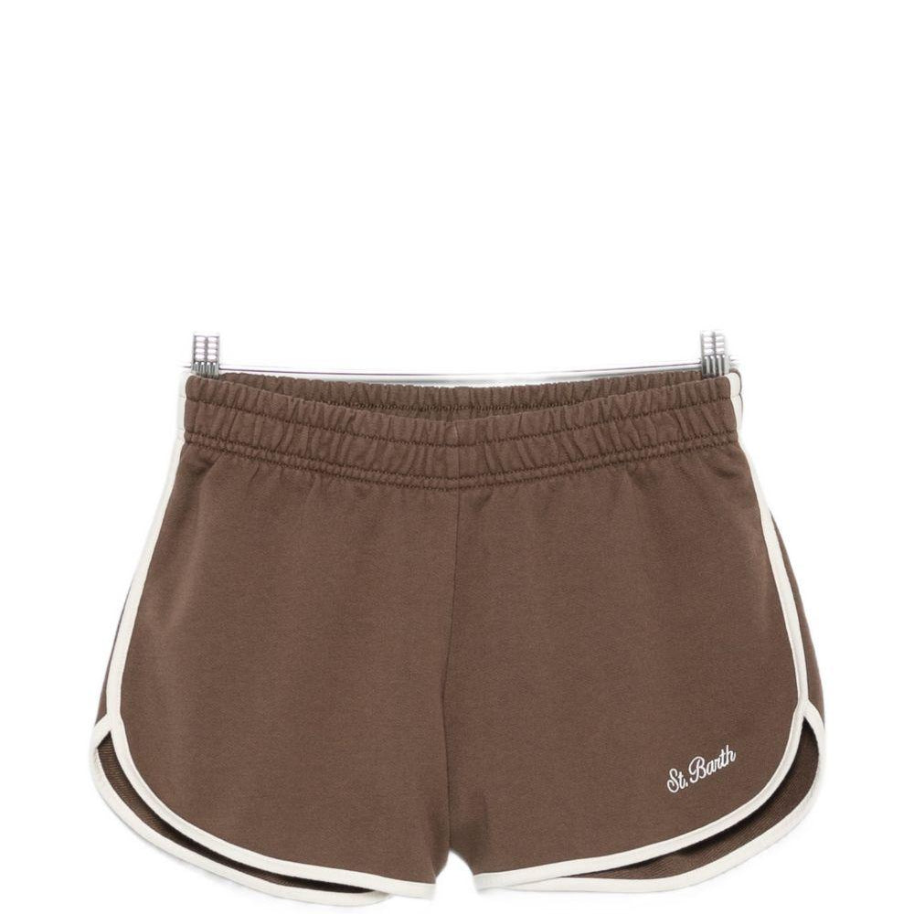 Shorts da donna MC2 Saint Barth marrone con elastico in vita FRANC002 00308L MC2 ST. BARTH
