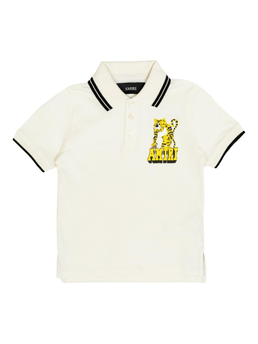 Polo per bambino Amiri Kids bianca con ricamo logo AKJYPO1010 127 AMIRI