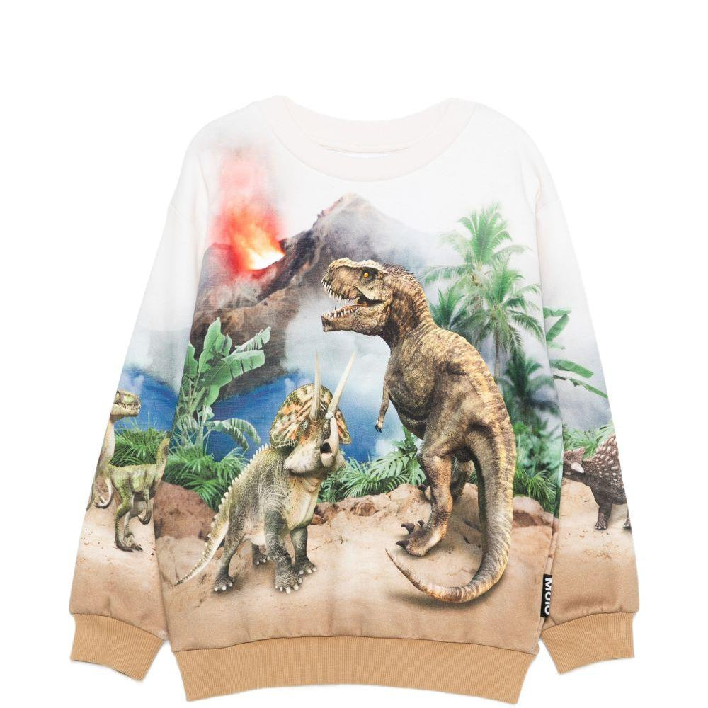Felpa per bambino Molo bianca con stampa grafica dinosauri 1S26J205 9900 MOLO KIDS