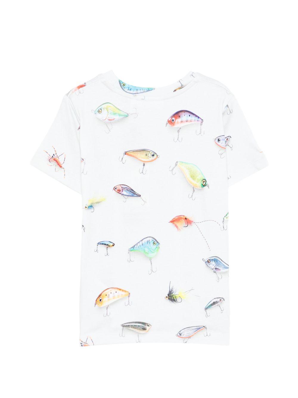 T-shirt per bambino Molo bianca con stampa di esche da pesca 1S26A210 9550 MOLO KIDS