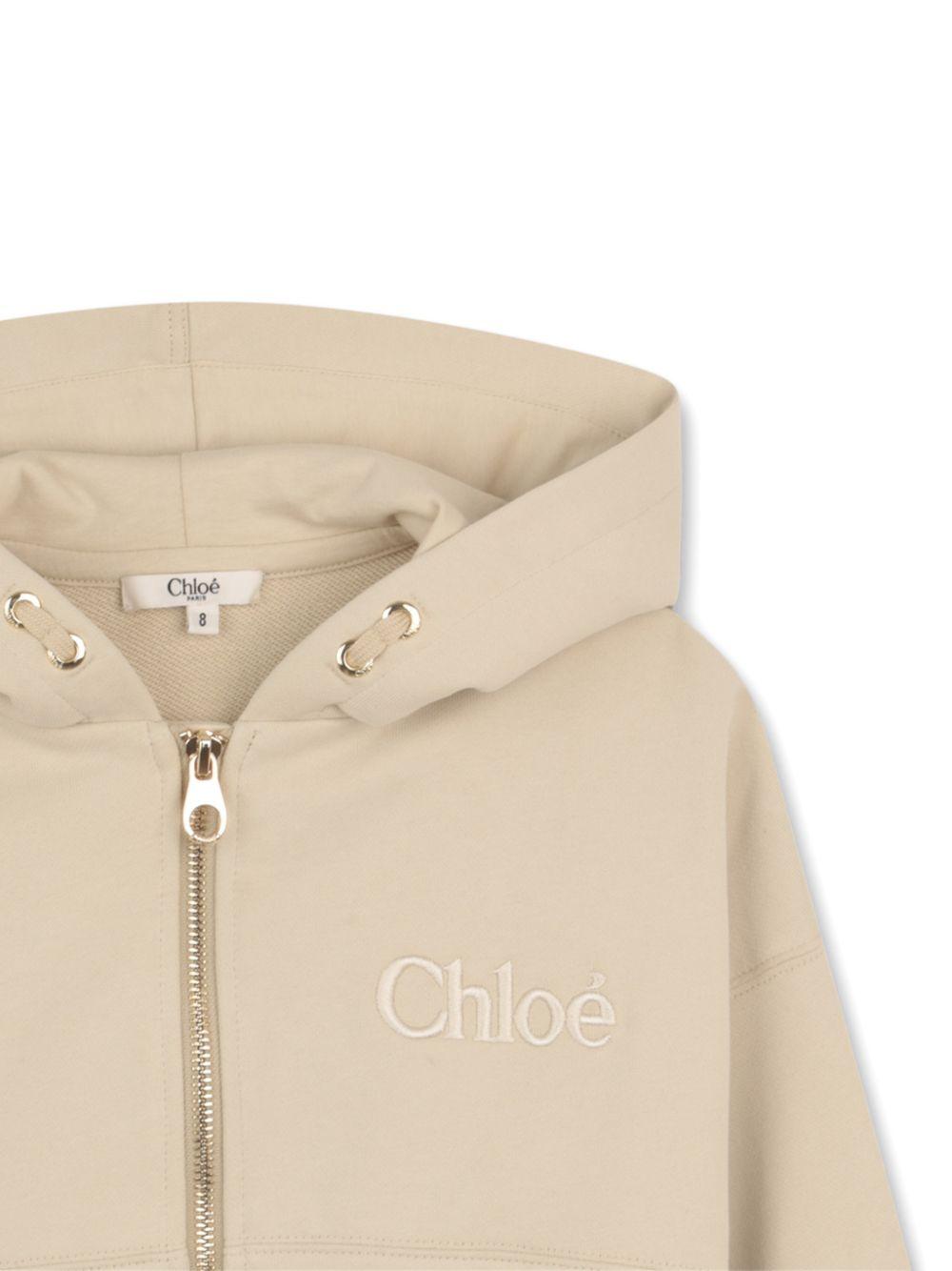Felpa per bambina Chloé Kids beige con cappuccio C20840 72J CHLOE' KIDS