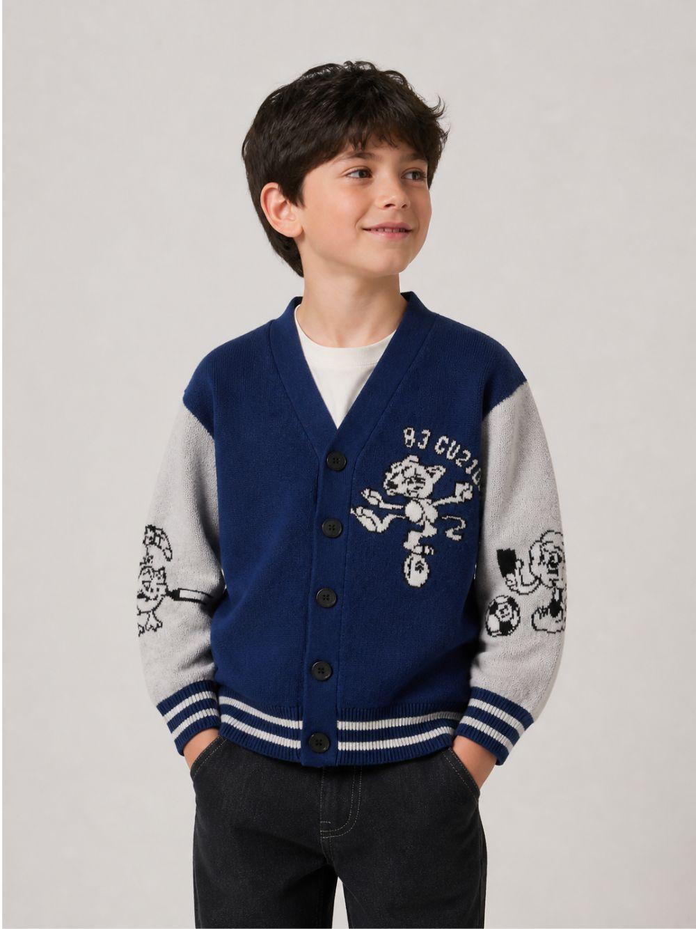 Cardigan per bambino Molo blu con design color-block 1W26K302 9757 MOLO KIDS