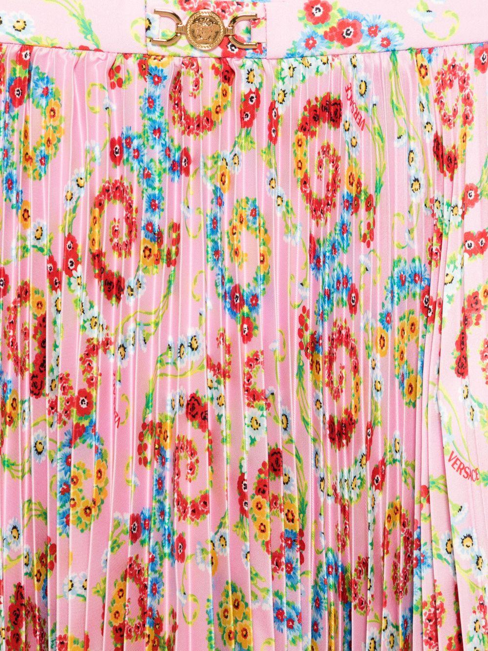 Gonna plissettata per bambina Versace Kids rosa a fiori 10181151A13039 5PC00 VERSACE KIDS