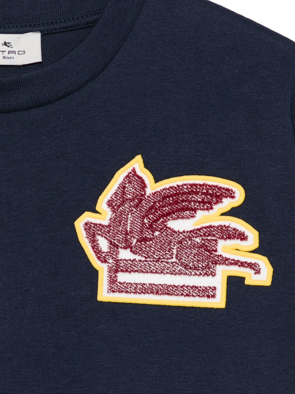 T-shirt per bambino Etro Kids blu con ricamo Pegaso sul davanti GZ8P51 Z3672 617 ETRO KIDS