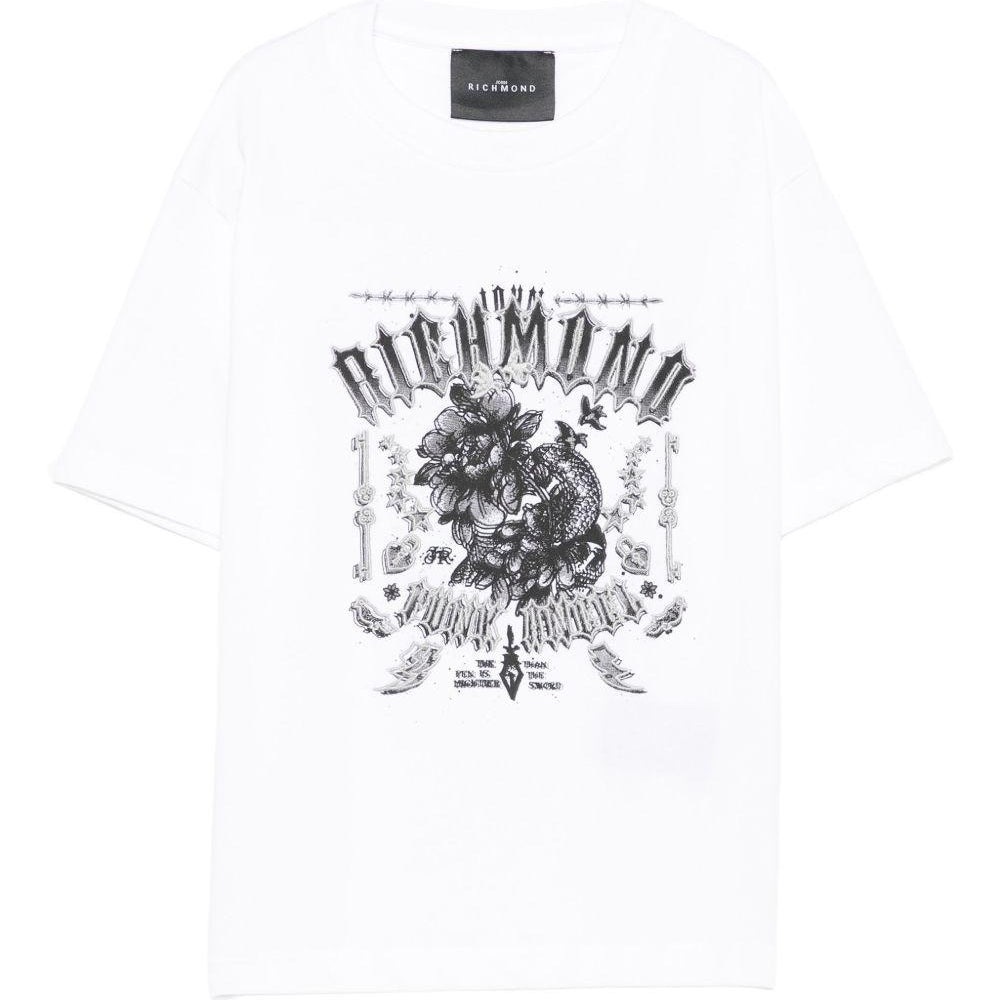 T-shirt per bambino John Richmond Junior bianco con stampa grafica RBA25026TS WHITE JOHN RICHMOND JUNIOR