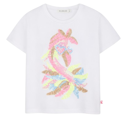 T-shirt per bambina Billieblush bianca con paillettes U21922 10P BILLIEBLUSH