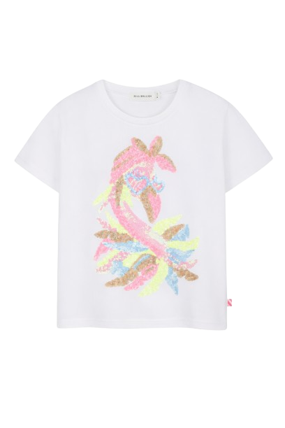 T-shirt per bambina Billieblush bianca con paillettes U21922 10P BILLIEBLUSH