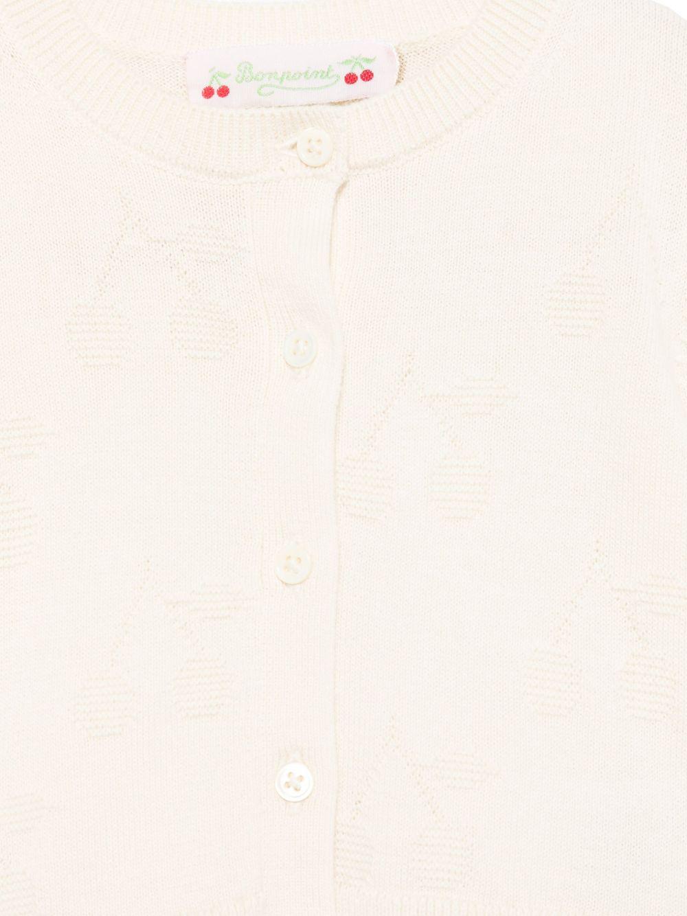 Cardigan per neonata Bonpoint Teyana ècru con chiusura frontale con bottoni S05XCAK00012 004 BONPOINT
