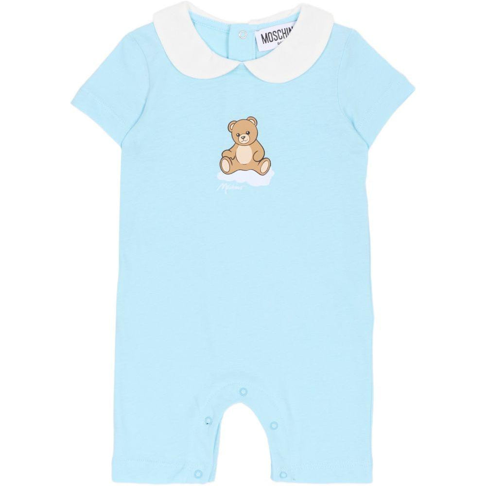 Tutina per neonati Moschino Kids azzurra con stampa Teddy Bear su nuvola MUT04NLAA03 40304 MOSCHINO KIDS