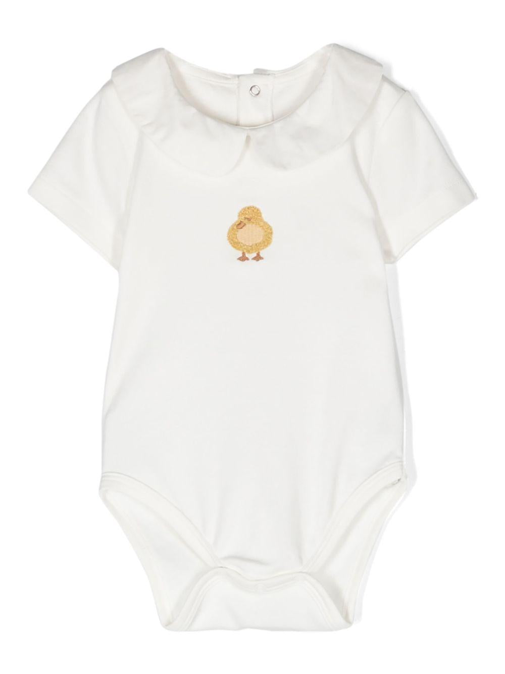 Tutina per neonati Donsje bianca con motivo Duck ricamato 3032103 00002 DONSJE KIDS