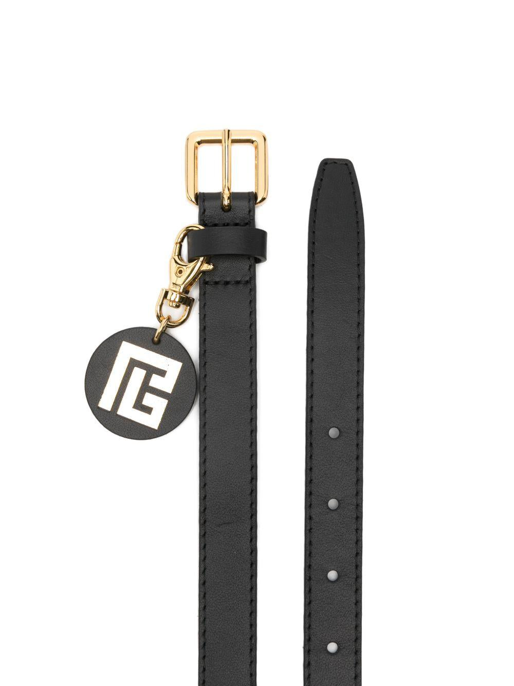 Cintura per bambino Balmain Kids nera con fibbia color oro BY0B31 Z0847 930OR BALMAIN KIDS
