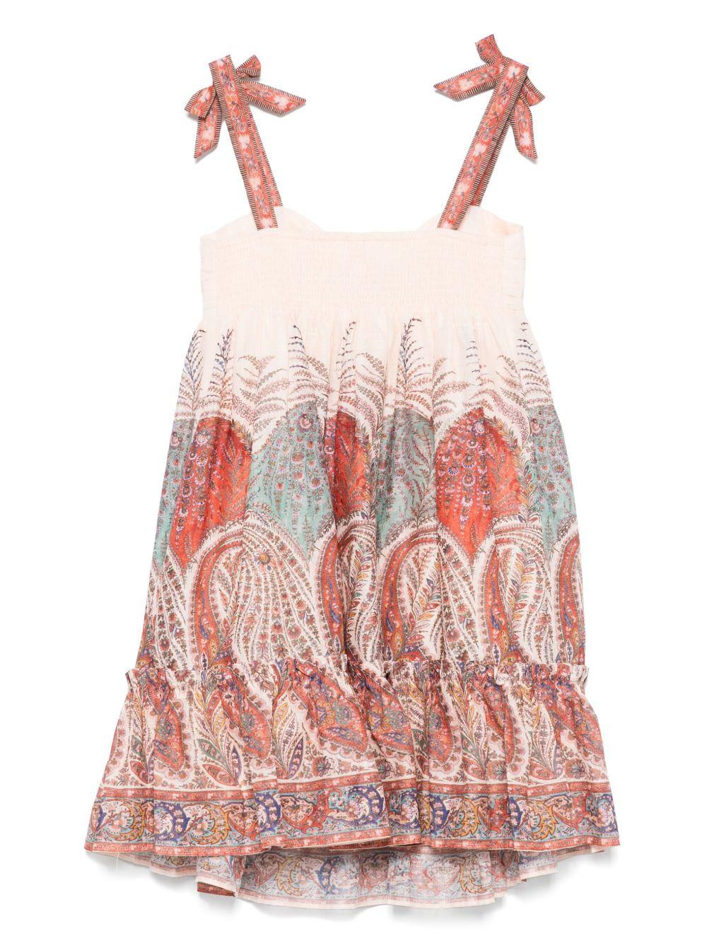 Abito per bambina ZIMMERMANN Kids beige con stampa paisley 2744DS S251 ZIMMERMANN KIDS