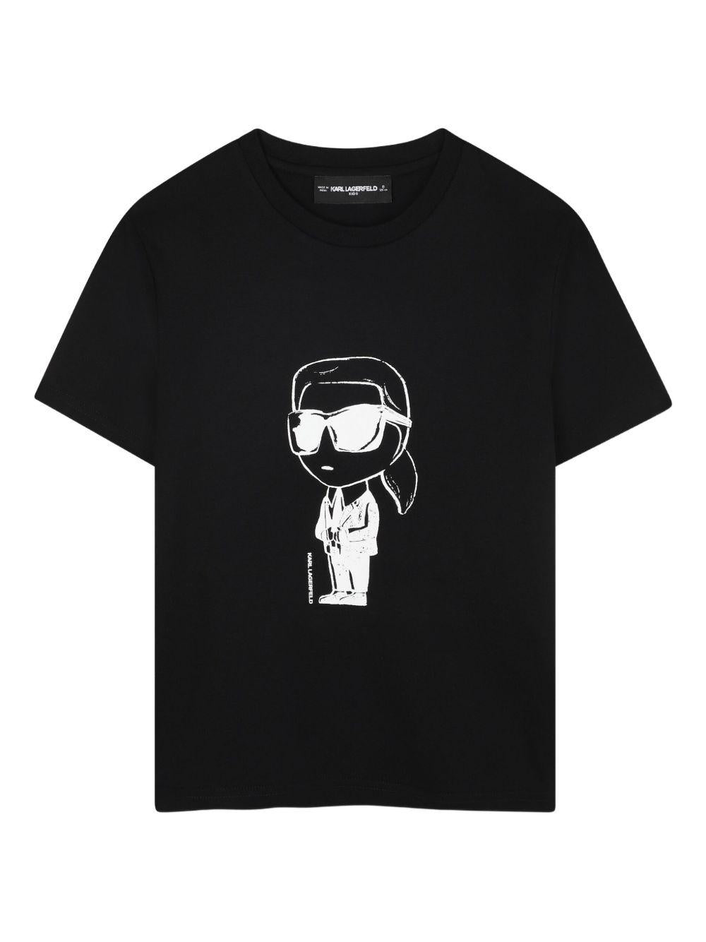 T-shirt per bambini Karl Lagerfeld kids nera con stampa Ikonik Karl Z30957 09B KARL LAGERFELD KIDS