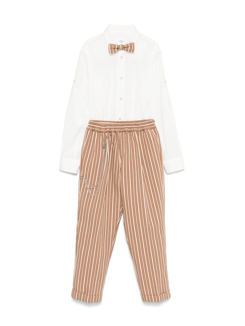 Abito a righe (set di tre) per bambino Colorichiari marrone con passanti per cintura MJ507965 4779 28 COLORICHIARI