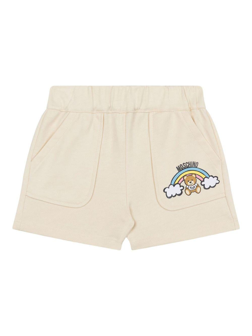 Bermuda con logo per neonato Moschino Kids beige con vita elasticizzata MUQ01CLCA19 20404 MOSCHINO KIDS