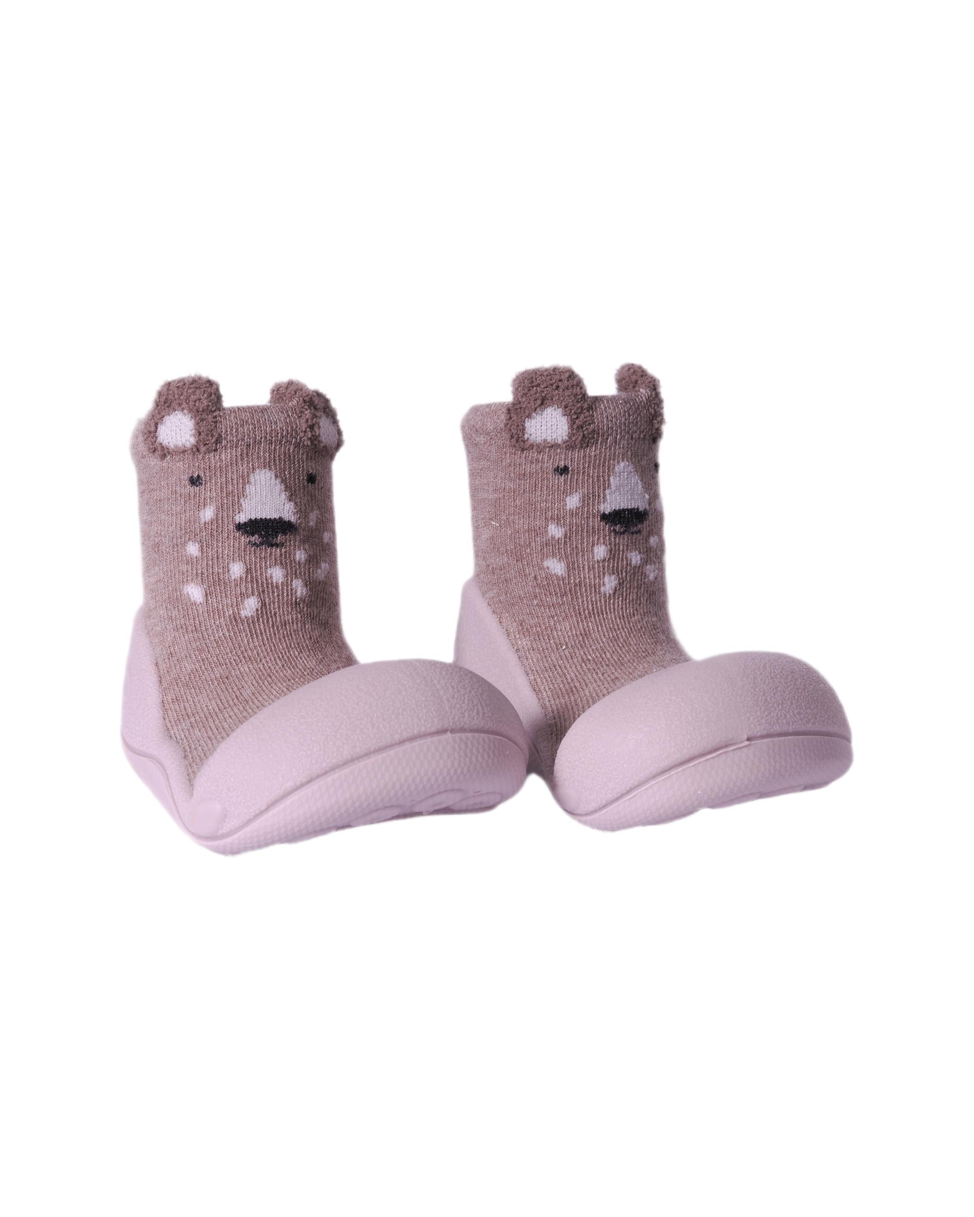 Scarpine primi passi per neonati Attipas beige con motivo orsetto ricamato AEN05 BEIGE ATTIPAS