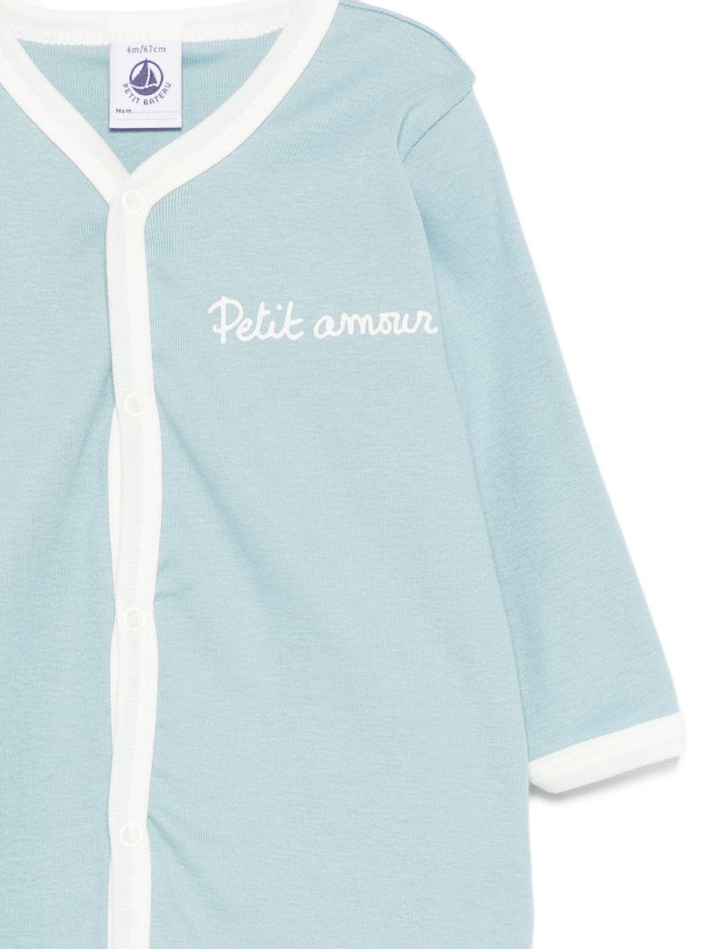 Pigiama per neonato Petit Bateau azzurro con bottoni A0FIZ 01 PETIT BATEAU