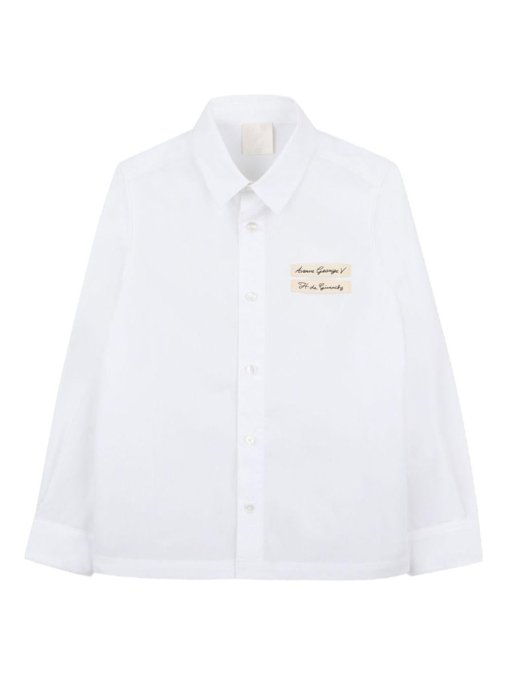 Camicia per bambino Givenchy Kids bianca con applicazione con ricamo H30920 10P GIVENCHY KIDS