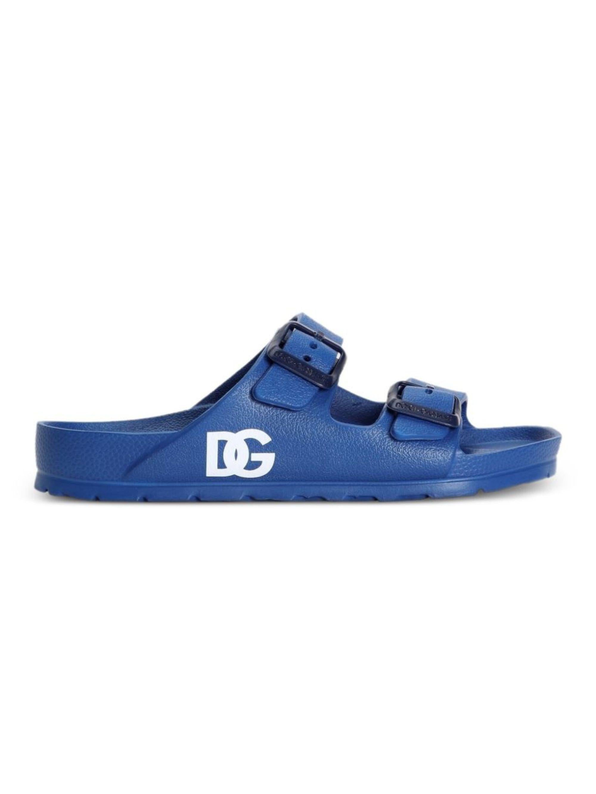 Ciabatte per bambino Dolce & Gabbana Kids blu con logo sul lato DD0324 A5103 80622 DOLCE & GABBANA KIDS