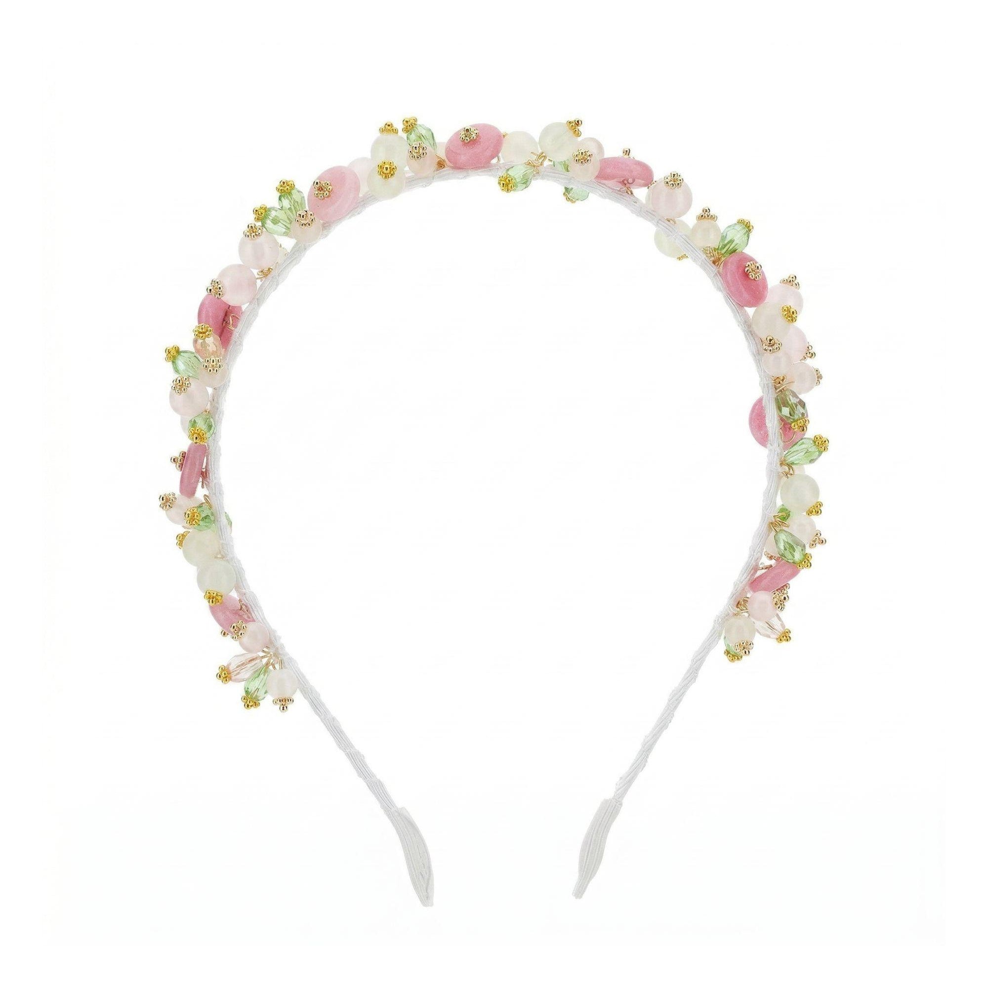 Cerchietto per capelli per bambina Monnalisa bianco con decorazione con perline 79G000 7062 0001 MONNALISA KIDS