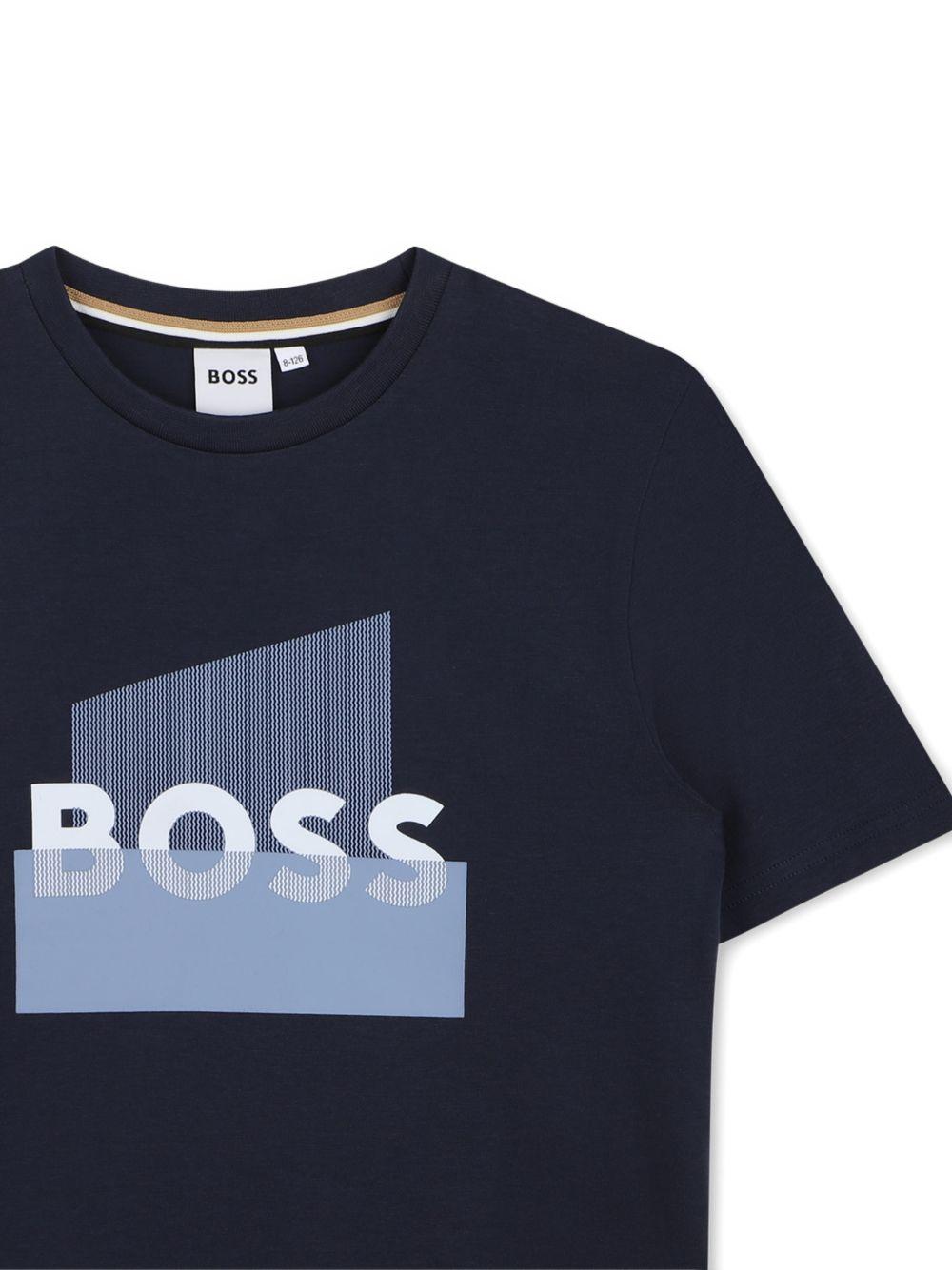 T-shirt per bambino Boss Kids blu con stampa grafica J52978 849 BOSS KIDS