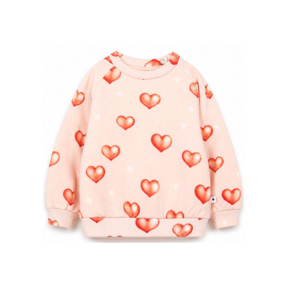 Felpa neonata Molo Kids rosa con stampa grafica cuori 4W26J201 5741 MOLO KIDS