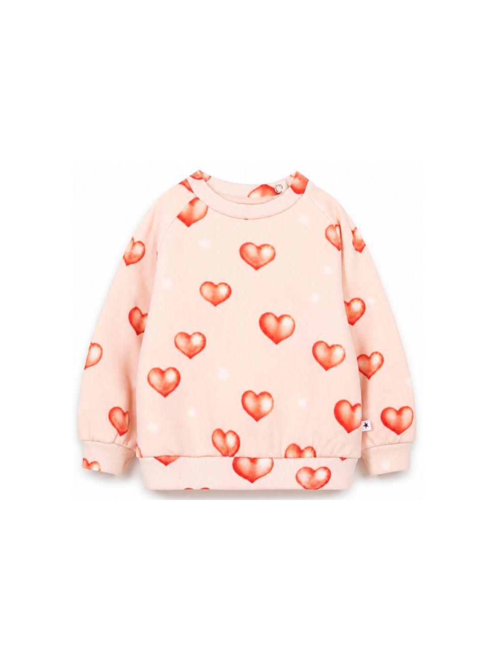 Felpa neonata Molo Kids rosa con stampa grafica cuori 4W26J201 5741 MOLO KIDS
