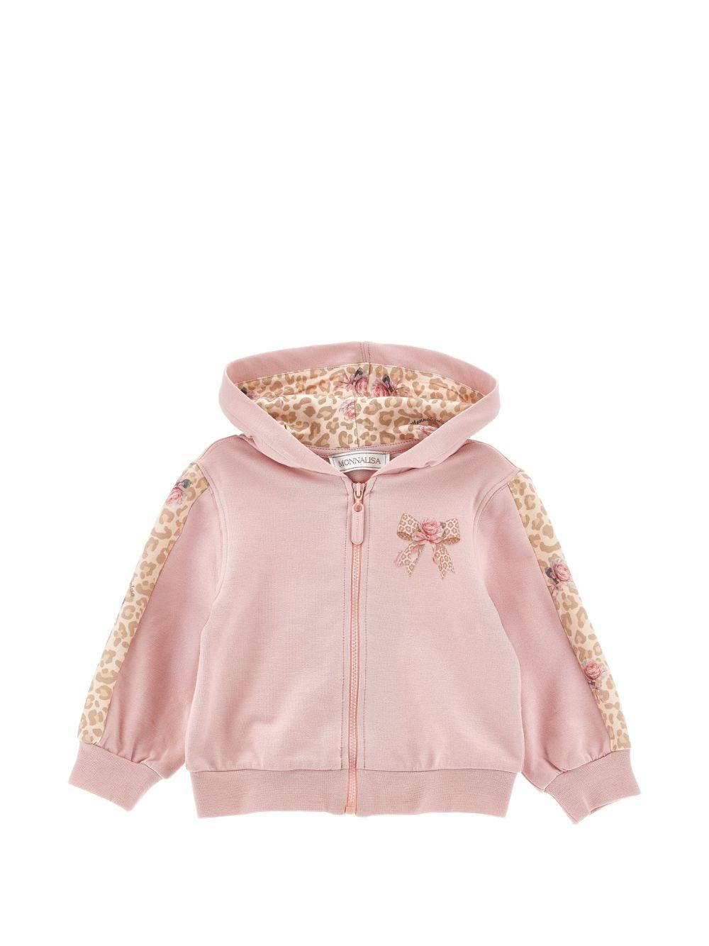 Felpa per neonata Monnalisa Kids rosa con dettagli animalier 39H801 8006 094F MONNALISA KIDS