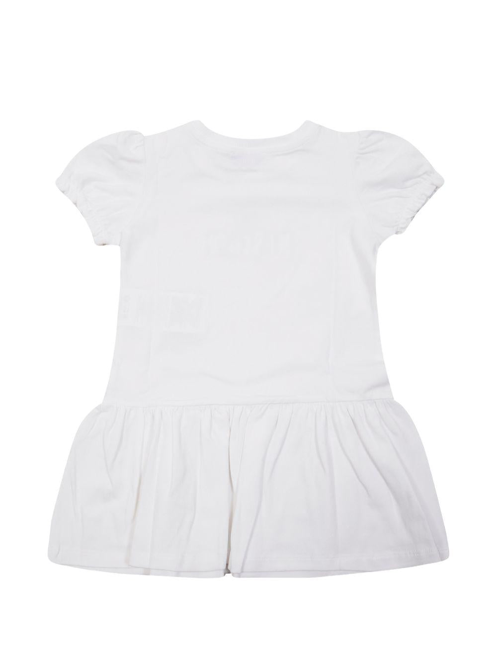 Abito per neonata Moschino Kids bianco a maniche corte MAV0C7LBA00 10101 MOSCHINO KIDS