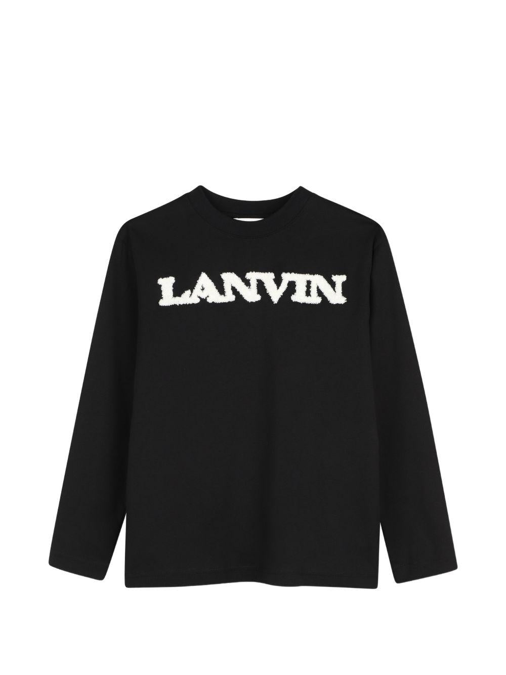 T-shirt per bambino Lanvin Enfant nera con dettaglio logo N30481 09B LANVIN KIDS