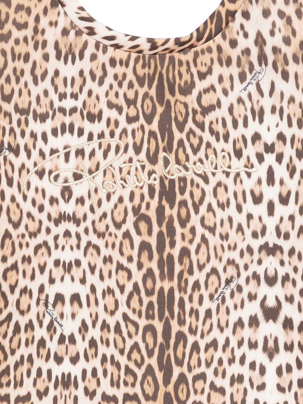 T-shirt per bambina Roberto Cavalli Kids animalier con scollo tondo CGP26086FE MACULA N.H. ROBERTO CAVALLI KIDS
