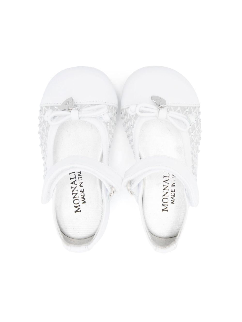 Ballerine per bambina Monnalisa bianco con decorazione in cristalli 83E005 5729 0001 MONNALISA