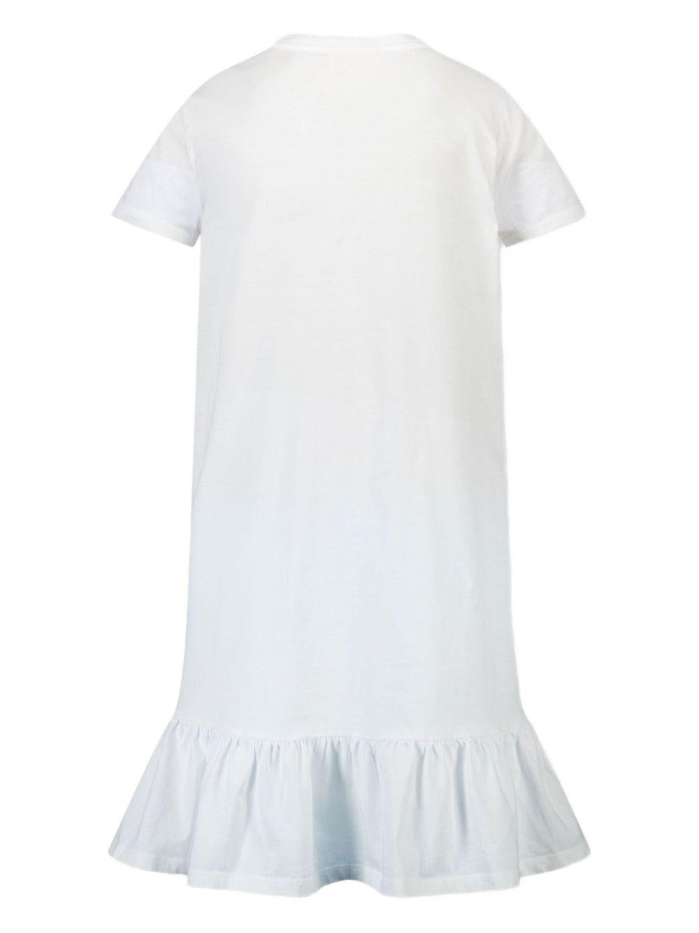 Abito per bambina MC2 Saint Barth Kids bianco con logo sul davanti ABY0002 02296L MC2 ST. BARTH KIDS