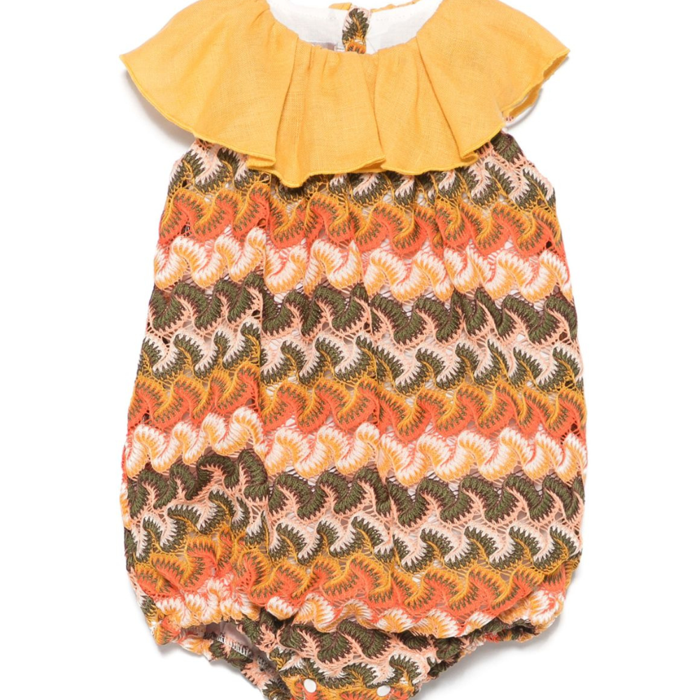 Tutina per neonata La Stupenderia multicolor in maglia con colletto con increspature TBPG50 M10 LA STUPENDERIA KIDS
