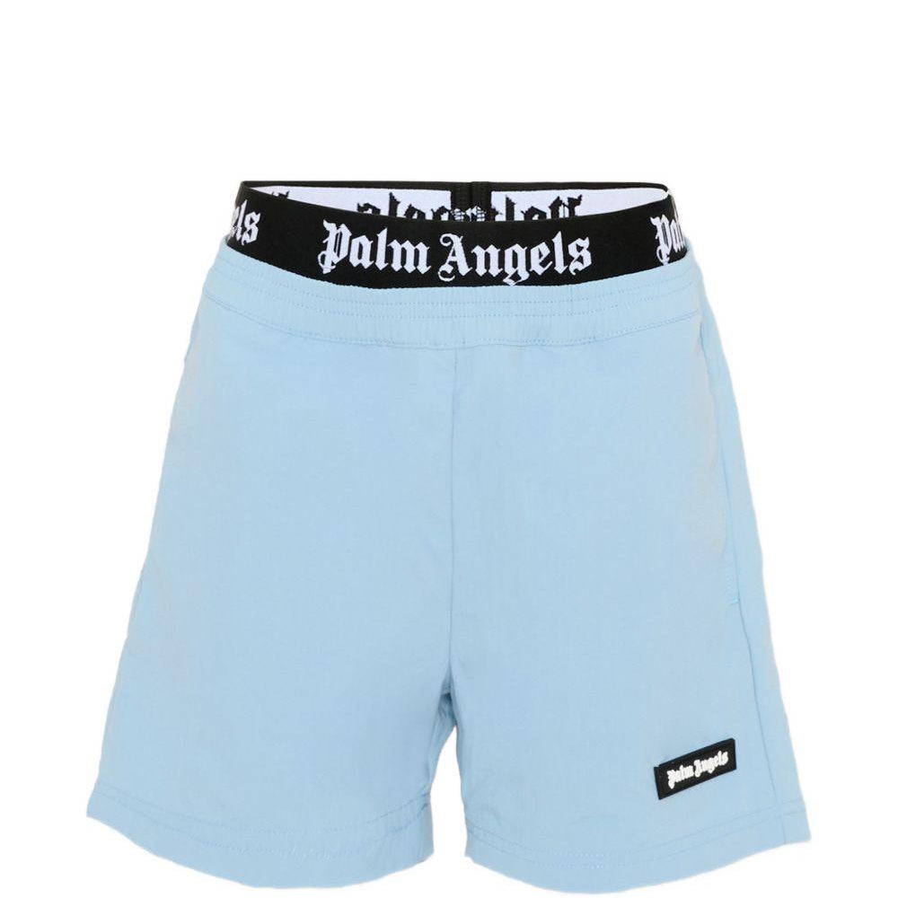 Costume da bagno per bambino Palm Angels Kids azzurro con logo in vita PBFD005S26FAB001 960 PALM ANGELS KIDS