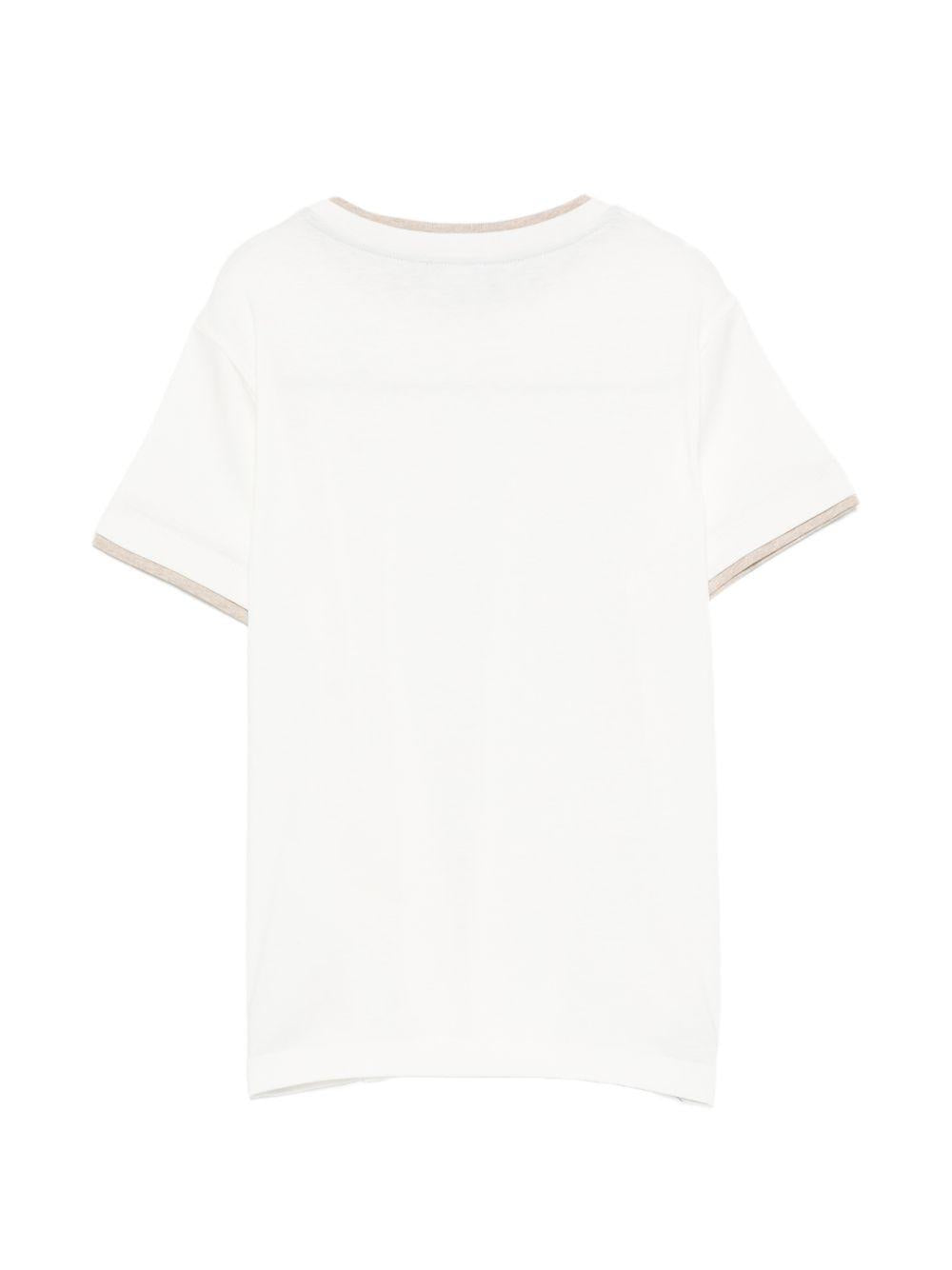 T-shirt per bambino Eleventy Kids bianca con bordi a contrasto EY8P31 Z3708 101BG ELEVENTY KIDS